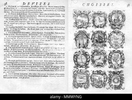 . Englisch: Double-Seite von "emblemes evises et anciennes et modernes' von Daniel de La Feuille. Amsterdam 1691. English: Doppelseite aus "emblemes evises et anciennes et modernes' von Daniel de La Feuille. Amsterdam 1691. . 1691. Daniel de La Feuille (1640-1709) De La Feuille Amsterdam 1691 Doppelseite Stockfoto