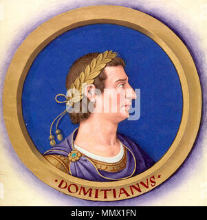 Beschreibung des douze Césars avec leurs Zahlen 12-Domitien Stockfoto