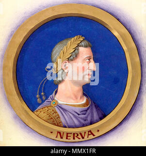 Beschreibung des douze Césars avec leurs Zahlen 13-Nerva Stockfoto