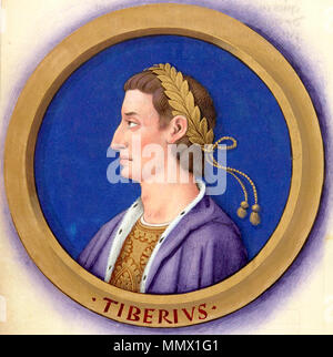 Beschreibung des douze Césars avec leurs Zahlen 3-Tibère Stockfoto