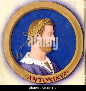 Beschreibung des douze Césars avec leurs Zahlen 16-Antonin le Pieux Stockfoto