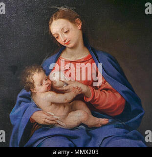 . Español: La Obra Vertreter a la Virgen María amamantando a su hijo, El Niño Jesús. Entre 1657 y 1660, Alonso Cano pinta con lienzo óleo sobre la Virgen de la Leche para el Convento del Carmen, Guadalajara o para el Monasterio de carmelitas Descalzos del Desierto de Bolarque. Virgen de la Leche (las mejores). ca. 1659. Las mejores de la Virgen de la Leche, de Alonso Cano (Museo de Guadalajara) Stockfoto