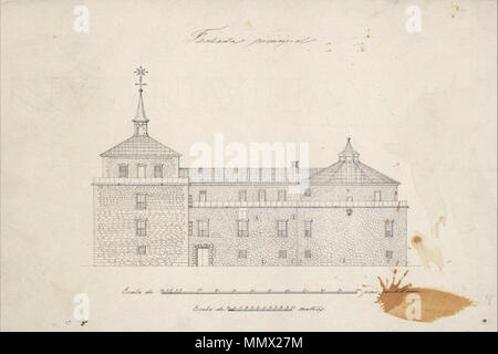 . Español: fachada Principal del Castillo de Villaviciosa de Odón, Madrid. Dibujo anónimo Español (s. XIX). Biblioteca Nacional de España, Madrid. Entre 1857 y 1869. Giovanni Vicenzo Casale (1539-1593) Dibujo Castillo villaviciosa Odon Stockfoto