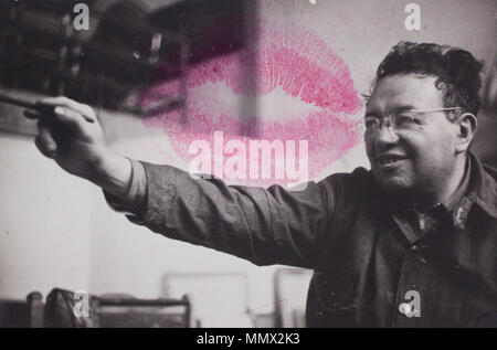 Diego Rivera (in seinem Studio in San Angel). 1940. Diego Rivera (in seinem Studio in San Angel) - Google Kunst Projekt Stockfoto