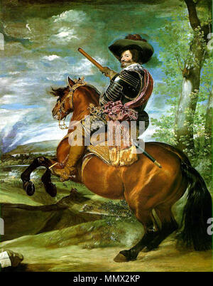 . Español: retrato Ecuestre de Gaspar de Guzmán y Pimentel (1587-1645), Conde - Duque de Olivares y valido del rey Felipe IV de España hasta que en cayó desgracia En 1643. Equestrian Portrait des Count-Duke von Olivares. ca. 1636. Diego Velasquez, der Count-Duke von Olivares auf dem Pferderücken Stockfoto