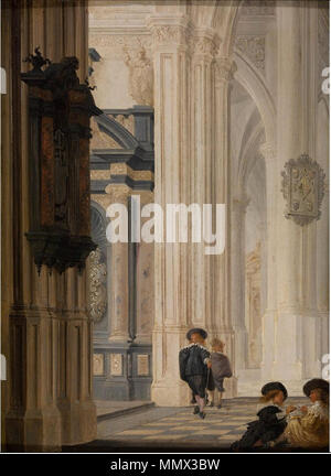 . Englisch: Dirck van Delen und Anthonie Palamedesz., Interieur der Kirche, Öl auf Leinwand, 26,2 x 19 cm, Königliches Museum für Schöne Künste Antwerpen. 17. Jahrhundert. Dirk van Delen (ca. 1604/1605-1671) Alternative Namen Dirck Christiaensz. van Delen Beschreibung niederländischer Maler, Zeichner und Grafiker Geburtsdatum / Tod ca. 1604-1605 vom 16. Mai 1671 Ort der Geburt / Todes Heusden Arnemuiden Arbeitsort Breda, Middelburg (1625), Arnemuiden (1626-1671), Middelburg (1639-1665), Antwerpen (1666-1668) Kontrolle: Q 711770 VIAF:?:? ISNI 95408280 0000 0001 1665 9174 ULAN:?? Nr 500016094 LCCN: 200 Stockfoto