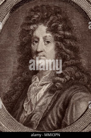 . Erweiterten bestand einer Gravur mit Jean Racine (1639-1699). 1772. Jean Racine von Pierre Loti Kopf Stockfoto