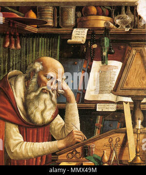 Englisch: Hl. Hieronymus in seiner Studie (Detail). 1480. Domenico Ghirlandaio, San Girolamo, 02. Stockfoto