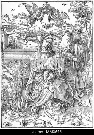 Englisch: Heilige Familie mit drei Hasen. 1498. Durer, Heilige Familie mit drei Hasen Stockfoto