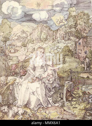 Die Jungfrau unter einer Vielzahl von Tieren. 1503. Durer, Madonna degli animali Stockfoto