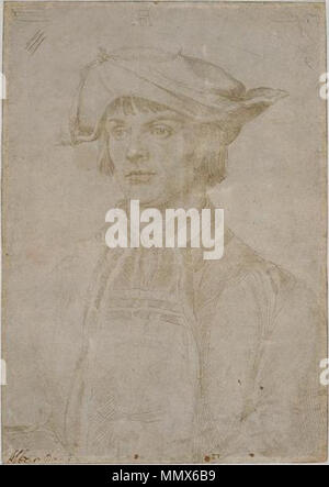 . Englisch: Albrecht Dürer: Der Maler Lucas van Leyden Français: Albrecht Dürer: Portrait de Lucas van Leyden en 1521. Dessin a été utilisé en 1572 comme un modèle Le Portrait de gravé Lucas de Leyde in Pictorum aliquot celebrium Germaniae inferioris gießen Bildnisse Dessin à la Pointe d'Argent sur papier, 244 x 171 mm. Der Maler Lucas van Leyden. 1521. - Van-Leyden Durer-Lucas Stockfoto