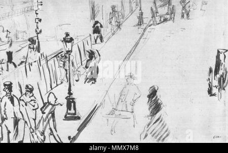 Français: La Rue Mosnier Au Bec de gaz. 1878. Edouard Manet La Rue Mosnier Au Bec de gaz Stockfoto