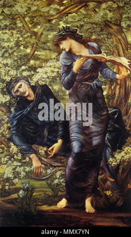 Die VERFÜHRERISCHE von Merlin. zwischen 1873 und 1874. Edward Burne-Jones - Die BETÖRENDE von Merlin, 1873-1874 Stockfoto