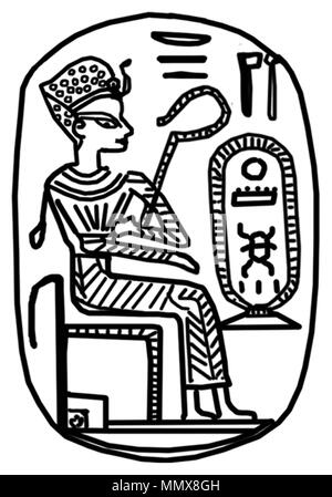 42.28 Anonym (Ägyptischen). "Plakette mit dem Thronnamen des Thutmosis IV (1397-1388 v. Chr.)", 1397-1388 BC. hellbeige Fayencen mit blau-grünen Glasur. Walters Art Museum (42.28): Erworben durch Henry Walters. Ägyptische-Plakette mit dem Thronnamen des Thutmosis IV - Walters 4228 - Eindruck Stockfoto