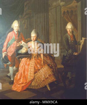 . English: Anna Amalia von Braunschweig-Wolfenbüttel mit Söhnen human Nummern-oper. ca. 1773-1774. Anna Amalia von Braunschweig-Wolfenbuettel 1773-74 Stockfoto