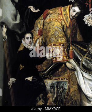 . Español: El entierro del Señor de Orgaz, más conocido como El entierro del Conde de Orgaz, es un-óleo sobre lienzo Pintado en Estilo manierista Por El Greco entre Los años 1586 y 1588. Fue realizado para la Iglesia de Santo Tomé de Toledo, (España), donde Aun considerada permanece, y es una de las las mejores Obras de su Autor. El Cuadro Vertreter El Milagro en el Que, según La Tradición, San Esteban y San Agustín de Hipona bajaron Del Cielo para personalmente enterrar a Gonzalo Ruiz de Toledo, Señor de la Villa de Mora y fallecido en 1323, en la Iglesia de Santo Tomé, como Premio por Su Stockfoto