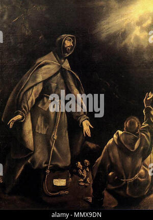 . Español: La Obra-Vertreter ein San Francisco de Asís, fundador de la Orden de los franciscanos, en actitud extática y en Compañía de otro monje. Der hl. Franziskus in Ekstase. zwischen 1600 und 1605. El Greco - die Stigmatisierung des Heiligen Franziskus - WGA 10562 Stockfoto
