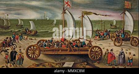 . Französisch: Kurs de char à voile en présence du Prince Maurice de Nassau sur la plage de Scheveningen. . 1608. Kreis des Esaias van de Velde (1587 - 1630) Alternative Namen Esaias van de Velde, Esaias van Der Velde, Osias Van Der Velde, Josias Van Der Velde, Esaijas vanden Velde, Esaÿas vanden Velde Beschreibung niederländischer Maler, Zeichner und Kupferstecher Datum der Geburt / Tod 17. Mai 1587 (Taufen), 18. November 1630 (unterirdisch) Ort der Geburt / Todes Amsterdam Den Haag Arbeit Standort Amsterdam (....-1609), Haarlem (1609-1617), Den Haag (1618-1630) Kontrolle: Q 467361 VIAF:? 37752819 Stockfoto