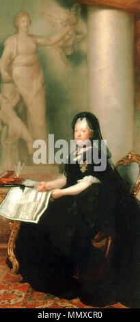 . English: Kaiserin Maria Theresia (1717-1780) mit der Statue des Friedens Portrait von Maria Theresia von Österreich (1717-1780). 1773. Anton von Maron005 Stockfoto