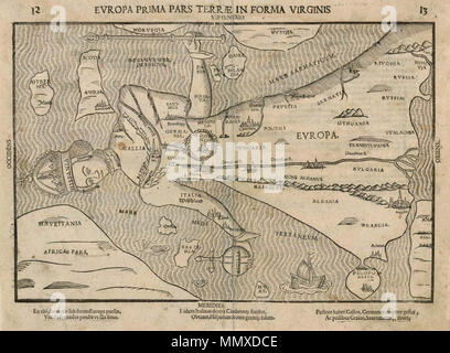 Europa Prima Pars Terrae in Forma Virginis - Bünting H. 1582 Stockfoto