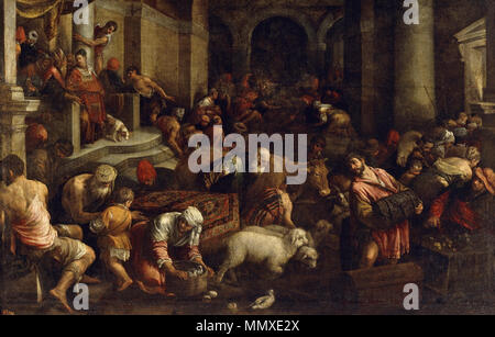 Expulsión de Los Mercaderes del Templo de Jacopo Bassano (Museo del Prado) Stockfoto