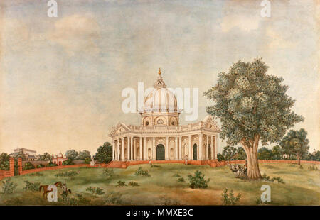 . Englisch: Außenansicht von St James's Kirche, Delhi", 1836. Aquarell auf europäischen Papier, das von einer Firma artist, Delhi. Die anglo-indische Soldat James Skinner (1778-1841) war der Sohn eines schottischen Offizier im Dienst der East India Company und einem Rajput Dame. Nach Verletzungen auf Kampagne Skinner geschworen, wenn er überlebte er eine Kirche als ein Opfer des Dankes an Gott errichten würde. Er tat dies zu einem Preis von £ 20.000, und es wurde im Jahr 1836 geweiht. Im Vordergrund das Grab von SKINNER'S enger Freund William Fraser (1784-1835) gesehen werden kann. Fraser war ein Administrator in der Firma Service und ein Stockfoto