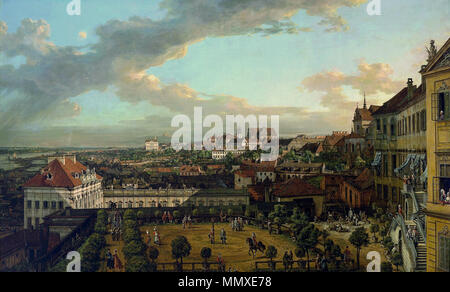 Blick auf Warschau von der Terrasse des Königlichen Schlosses. 1773. Bellotto Blick auf Warschau aus dem Königlichen Schloss Stockfoto