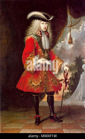 . Español: Retrato del rey Felipe V de España (1683-1746), Que fue Nieto del rey Luis XIV de Francia y el Primer monarca de La Casa de Borbón en España. Felipe V de España. 1708. Felipe-V-el-Animoso Stockfoto