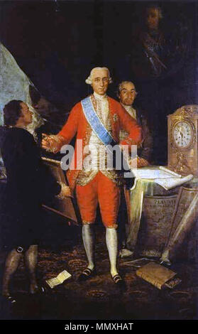 . Español: Retrato de José Moñino y Redondo (1728-1808), politisch Español y Primer Conde de Floridablanca. José Moñino, 1 Graf von Floridablanca und Francisco de Goya. 1783. Floridablanca Stockfoto