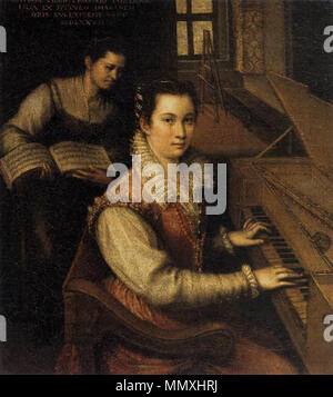Selbstportrait am Spinett. 1577. Lavinia Fontana - Selbstbildnis am Spinett - WGA 07985 Stockfoto