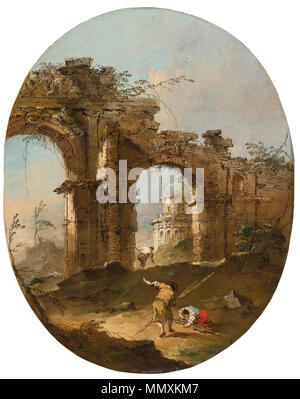 Lazzaro Francesco Guardi (1712 - 1793) Architektur Capriccio mit Figuren von einem ruinierten arch Stockfoto