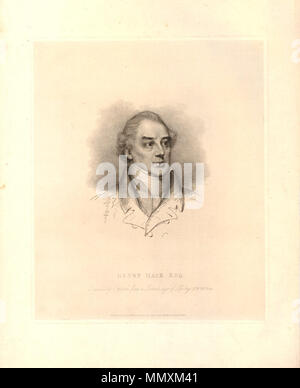 . Henry Hase (1763-1829), Hauptkassier der Bank von England, Walze, Soft-boden Ätzen, Drucken von Charles Wilkin, herausgegeben von Charles Wilkin nach Francis William Wilkin in London 1821 Veröffentlicht", gestochen von C. wilkin von einem Porträt Größe des Lebens von F.W. Wilkin. Von Chas. Wilkin Jany. 19, 1821 Nr. 31 Foley Street, Portland Place.". . 1821. Charles Wilkin (ca. 1750 - 1814) Beschreibung englischer Kupferstecher und Maler, Vater von Francis William Wilkin Datum der Geburt / Tod 1750 28. Mai 1814 Ort der Geburt / Todes London London Standort London Authority control: Q Stockfoto