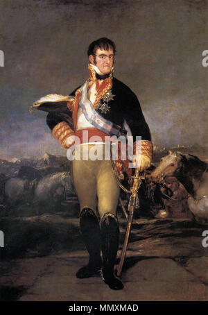 Spanisch: Fernando VII, Ante un campamento Ferdinand VII. im Camp. ca. 1814. Francisco de Goya y Lucientes - Porträt von Ferdinand VII.-WGA 10084 Stockfoto