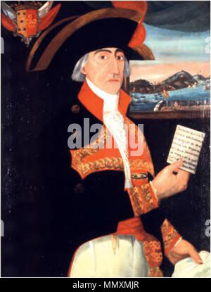 . Español: Retrato del Marino español Francisco Javier de Melgarejo y de Rojas (1733-1820), Que fue teniente General de la Real Armada Española, Caballero de la Orden de Calatrava y Comendador de dicha Guadalerza en Orden. Falleció en El Ferrol a Los 87 años de edad. Francisco Javier de Melgarejo y de Rojas. 18. Francisco Javier de Melgarejo y de Rojas (Museo Naval de Madrid) Stockfoto