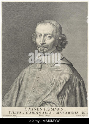 . Français: Portrait du Kardinal Giulio Raimondo Mazarino (1602-1661) gravé par F. Stuerhelt d'après Philippe de Champaigne. zwischen ca. 1602 und ca. 1652. François Stuerhelt (XVIIe siècle) Francois Stuerhelf-Cardinal Mazarin-RP-P-1891-A -16606 Stockfoto