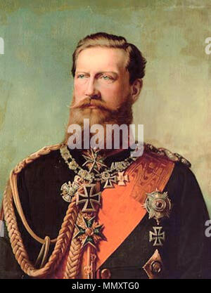 . Englisch: Portrait von Kaiser Friedrich III. das Tragen eines allgemeinen einheitlichen mit Dekorationen - Friedrich III (1831-1888) war der deutsche Kaiser und König von Preußen, im Jahr 1888, das Jahr der drei Kaiser, vom 9. März bis zu seinem Tod am 15. Juni. Deutsch: Friedrich III., Deutscher Kaiser und König von Preußen - Friedrich III. (1831 - 1888), bis 1888 als Friedrich Wilhelm Deutscher Kronprinz und Kronprinz von Preußen, im Dreikaiserjahr 1888 vom 9. März bis zu seinem eigenen Tod am 15. Juni kurze Zeit Deutscher Kaiser und König von Preußen. . 1888. Bonsack? FriedIII Stockfoto