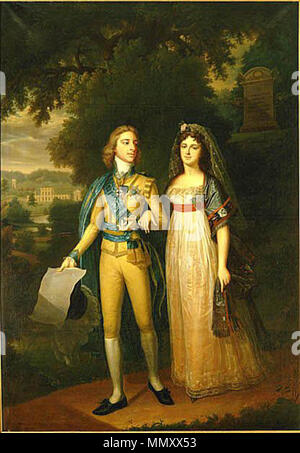 Schwedisch: Gustav Adolf IV., 1778-1837, Kung av Sverige och Fredrika Dorotea Vilhelmina, 1781-1826, Prinsessa av-Baden, drottning av Sverige Porträt von Gustav IV. Adolf (1778-1837) und Frederica von Baden (1781-1826). ca. 1797-1800. G IV A Stockfoto