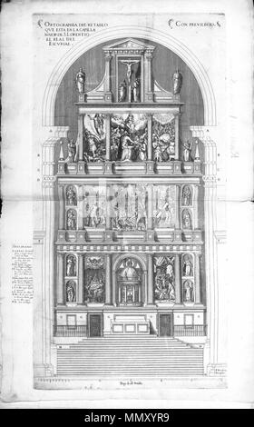 . Español: Diseños de Toda la Fàbrica De San Lorenzo el Real del Escurial (sic) con las declaraciones de las Letras, números y caracteres de cada Uno, Madrid, 1694, Universidad de Sevilla. . Zwischen 1589 und 1694. Juan de Herrera, Pedro Perret 754 grabado 13275 10. Stockfoto