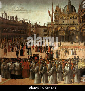 Prozession auf der Piazza S. Marco. 1496. Gentile Bellini, processione an der Piazza San Marco, 02. Stockfoto