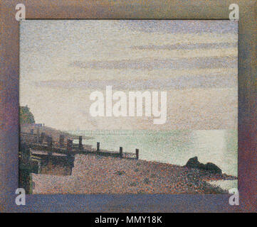 Französisch: Honfleur, un soir, Embouchure de la Seine Abend, Honfleur. 1886. Georges-Pierre Seurat - Honfleur, un soir, Embouchure de la Seine-Google Kunst Projekt Stockfoto