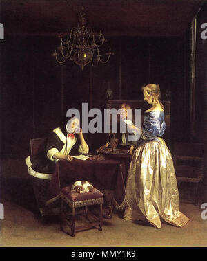 Frau liest einen Brief. zwischen 1660 und 1662. Gerard Ter Borch (II) - Frau liest einen Brief - WGA 22139 Stockfoto