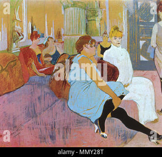 Englisch: Salon in der Rue des Moulins (pastell-Studie) Français: Au Salon de la Rue des Moulins (repise)? eština: V salónu Nev? stince v Rue des Moulins, Studie. 1894. Lautrec Salon 1894 in die Rue des Moulins erhalten Stockfoto