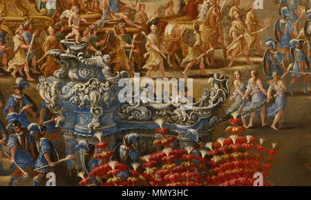 . Italiano: Carro di Amore - La Giostra del dipinto Dettaglio dei Caroselli, Opera che La Parata raffigura sfarzosa allegorica organizzata ein Palazzo Barberini, durante Il Carnevale del 1656, in Onore di Cristina di Svezia da poco Giunta a Roma dopo l'abdicazione Dal trono svedese Giostra dei Caroselli - Carro di Amore Stockfoto