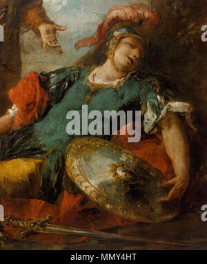 . Detail Herminia und Vaprino finden die Verwundeten Tankred. zwischen 1750 und 1755. Giovanni Antonio Guardi - Herminia und Vaprino finden die Verwundeten Tankred (Detail) - WGA10899 Stockfoto