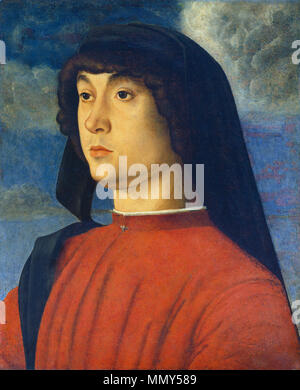 Giovanni Bellini (Italienisch, C. 1430/1435-1516), Porträt eines jungen Mannes in Rot, C. 1480, Öl und Tempera auf Panel, Andrew W. Mellon Collection Giovanni Bellini Porträt junger Mann Rot Stockfoto