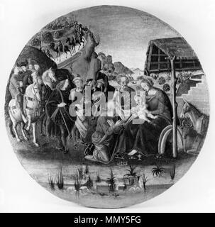 37.440 Giovanni di Paolo (?) (Italienisch, Ca. 1420-1482). "Die Anbetung der Könige", Ca. 1500. Öl auf. Walters Art Museum (37.440): Von Henry Walters mit dem massarenti Sammlung, 1902 erworben. Giovanni di Paolo - die Anbetung der Heiligen Drei Könige - Walters 37440 Stockfoto