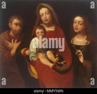 Madonna mit Kind und die hll. Franziskus und Catherine. ca. 1523. Giovanni Francesco Caroto - Madonna mit Kind und die hll. Franziskus und Catherine - WGA 4282 Stockfoto