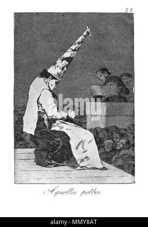 . Los Caprichos' ist ein Satz von 80 Aquatinta Kunstdrucke von Francisco Goya für Version 1799 erstellt. Spanisch: Capricho? 23:Aquellos polvos Capricho? 23: Die staubkörner. 1799. Goya - Caprichos (23) Stockfoto