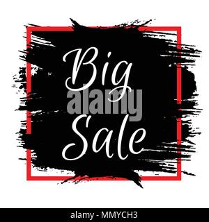 Großer Verkauf. Vektor Zusammenfassung Hintergrund. Schwarze Farbe auf dem Roten Platz. Design in grunge Stil. Es kann für Poster, Verkauf Banner, Logo verwendet werden, Überschrift Stock Vektor