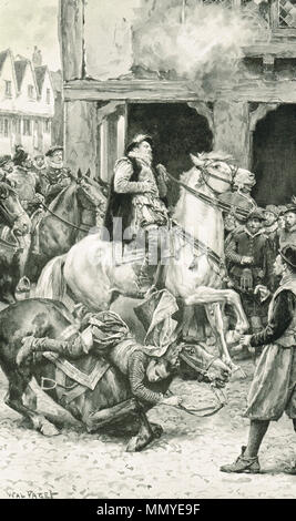 Die Ermordung von James Stewart, Earl of Moray, und Regent von Schottland an Linlithgow, Schottland, 23. Januar 1570. Von James Hamilton des Bothwellhaugh, ein Anhänger von Mary Queen of Scots ermordet wurde. Stockfoto